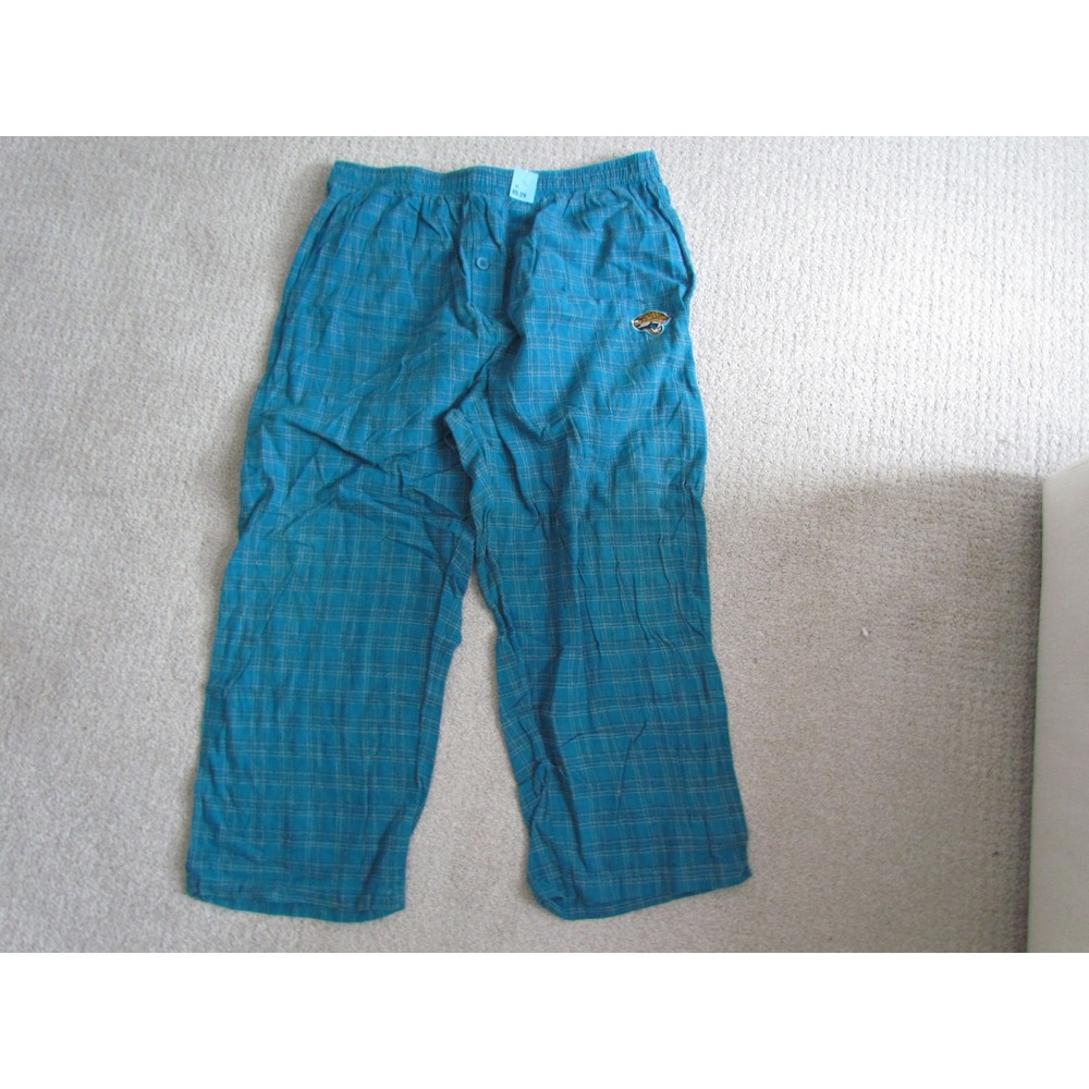 NFL Jacksonville Jaguars Pajama Pants XL Teal Plaid Cotton Loungewear Sleepwear